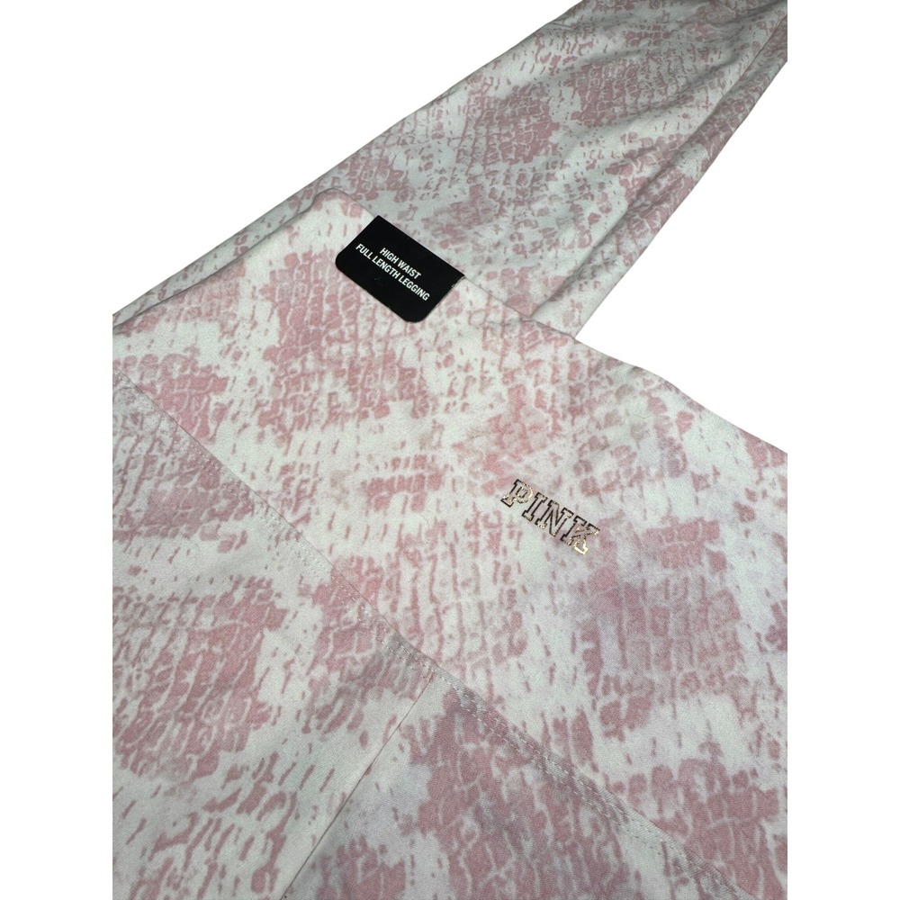 NWT PINK Victoria's Secret Snakeskin Leggings Pink White High Waist Yoga M - Picture 4 of 7